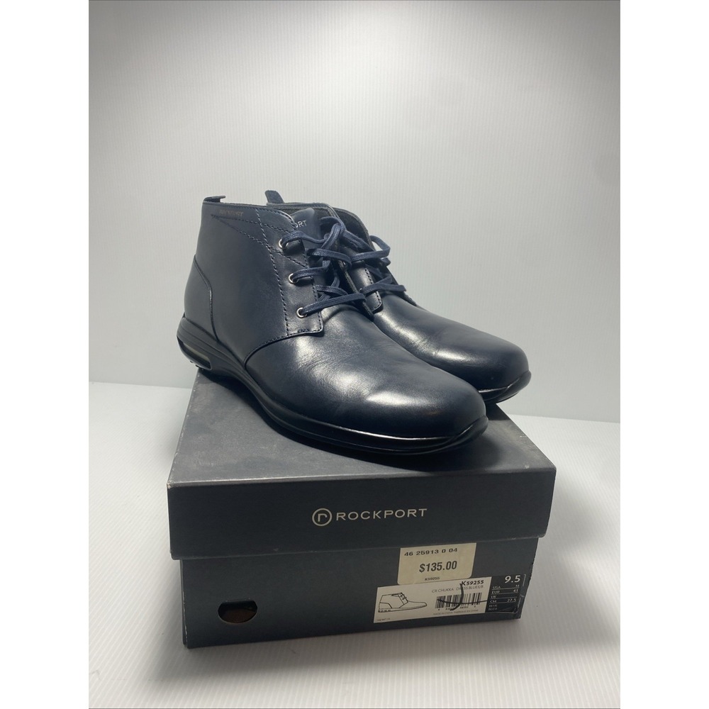 Rockport Men's Chukka Dustin Leather Dress Boots Indigo‎ Waterproof  Sz 9.5 02